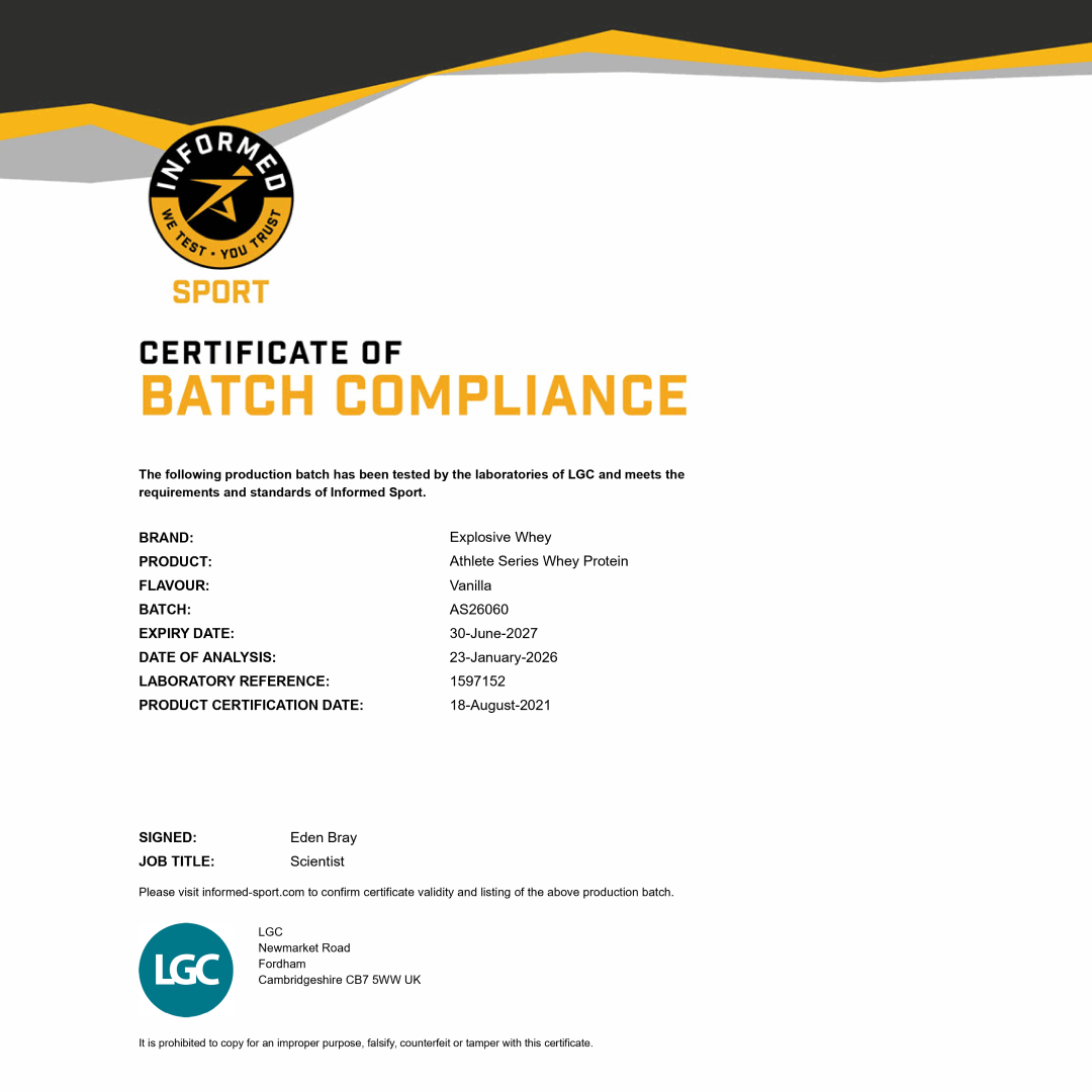 Athlete Series Whey Protein (100% Isolate)