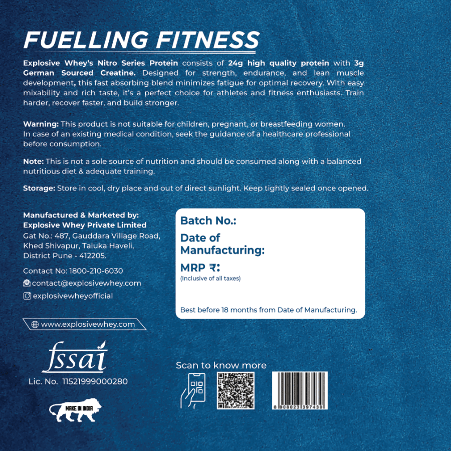 Nitro Series Whey (24gm Protein with 3gm Creatine) - Explosive Whey